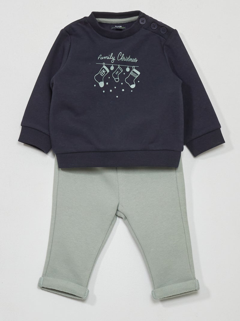 Conjunto sweatshirt + calças AZUL - Kiabi