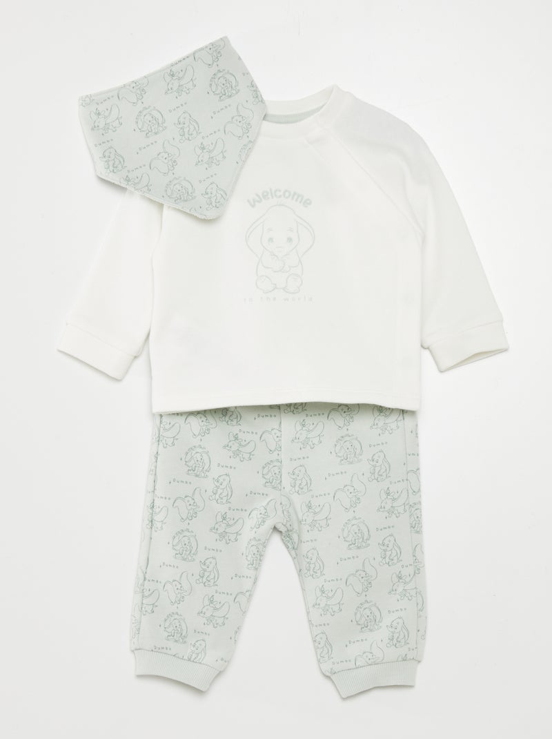 Conjunto sweatshirt + calças + babete AZUL - Kiabi