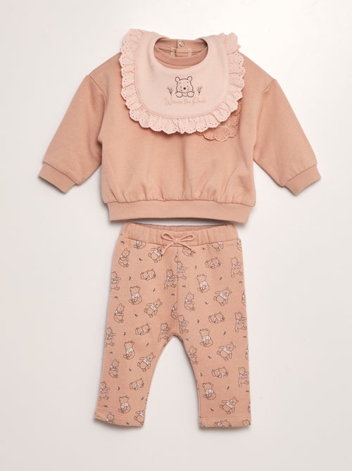 Conjunto sweatshirt + calças + babete 'Winnie' - 3 peças - Kiabi