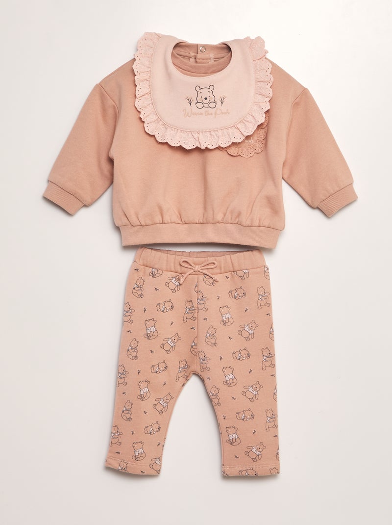 Conjunto sweatshirt + calças + babete 'Winnie' - 3 peças ROSA - Kiabi