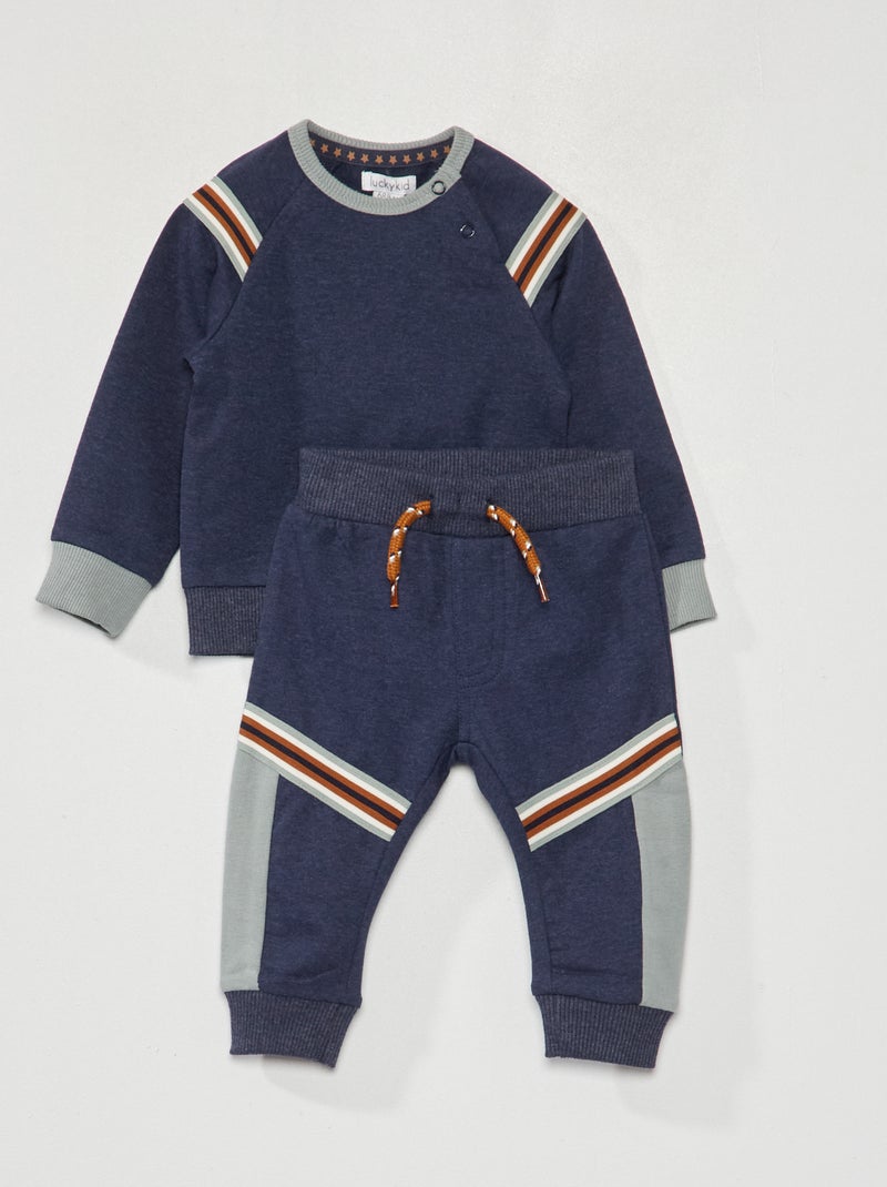 Conjunto sweatshirt + calças de fato de treino  - 2 peças AZUL - Kiabi