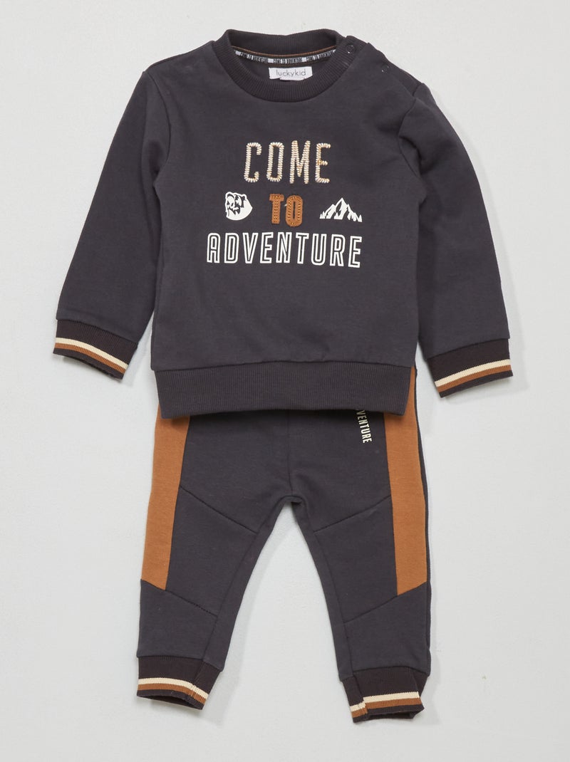 Conjunto sweatshirt + calças de fato de treino - 2 peças Azul Marinho - Kiabi