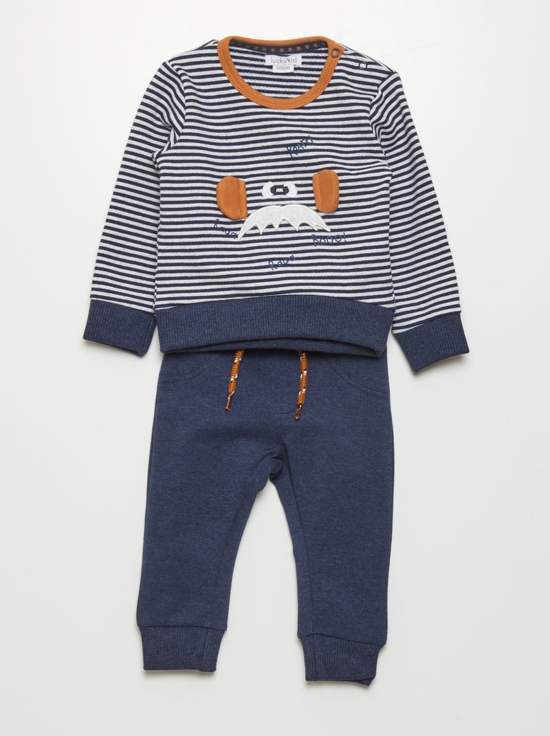 Conjunto sweatshirt + calças de fato de treino  - 2 peças BRANCO - Kiabi