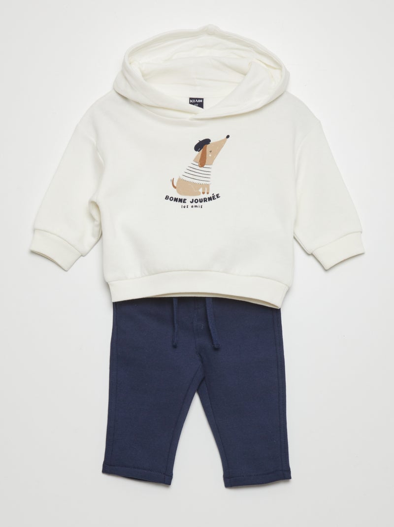 Conjunto sweatshirt + calças de fato de treino - 2 peças BRANCO - Kiabi