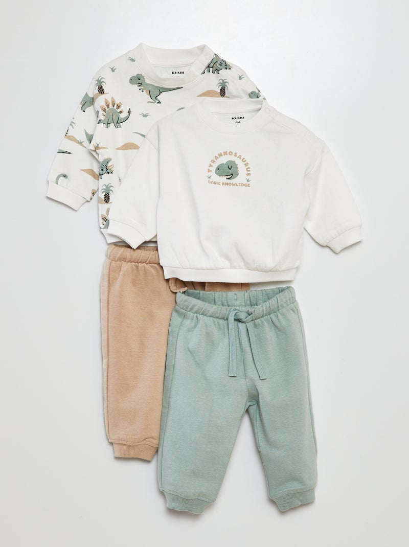Conjunto sweatshirt + calças de fato de treino  - 2 peças BRANCO - Kiabi