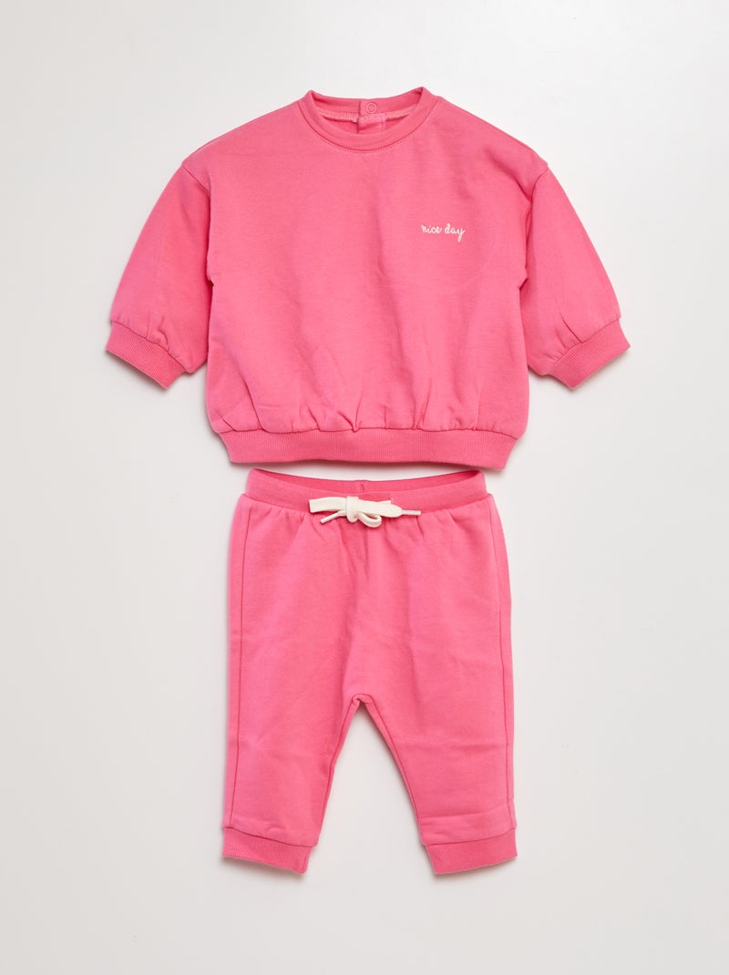 Conjunto sweatshirt + calças de fato de treino - 2 peças ROSA - Kiabi