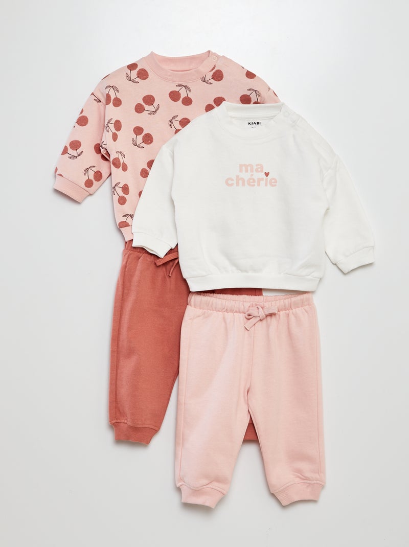 Conjunto sweatshirt + calças de fato de treino  - 2 peças ROSA - Kiabi