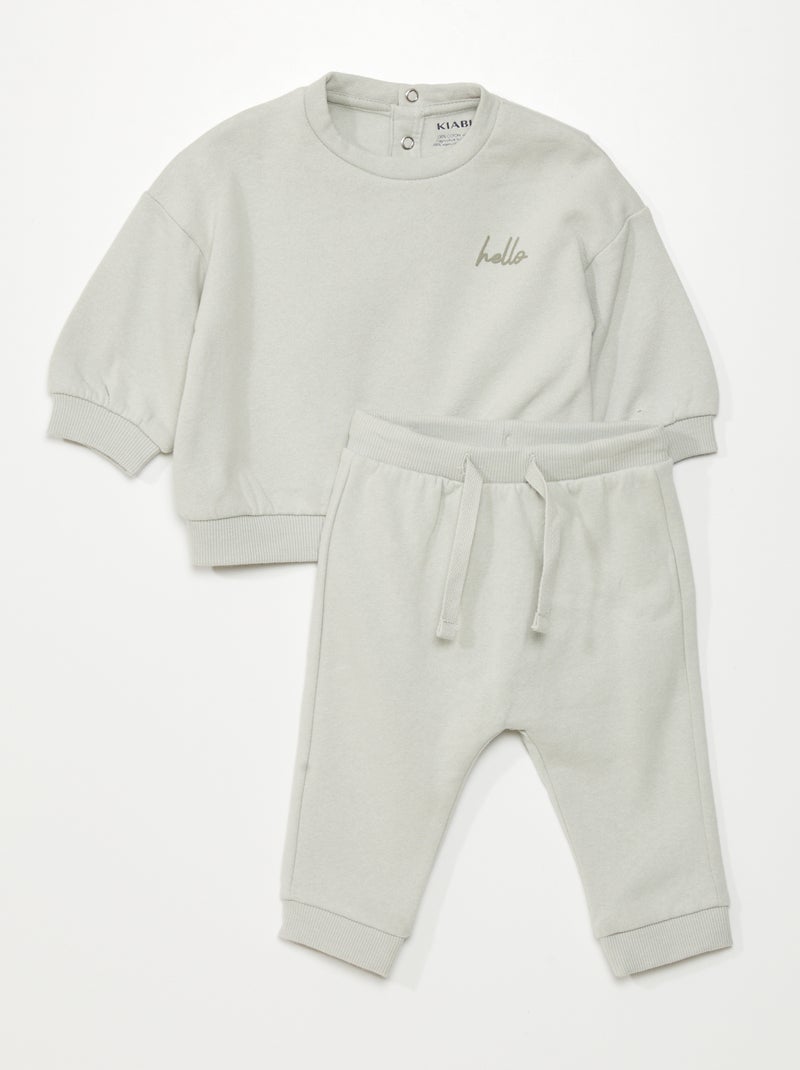 Conjunto sweatshirt + calças de fato de treino - 2 peças VERDE - Kiabi
