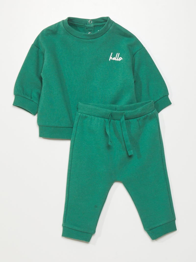 Conjunto sweatshirt + calças de fato de treino - 2 peças VERDE - Kiabi