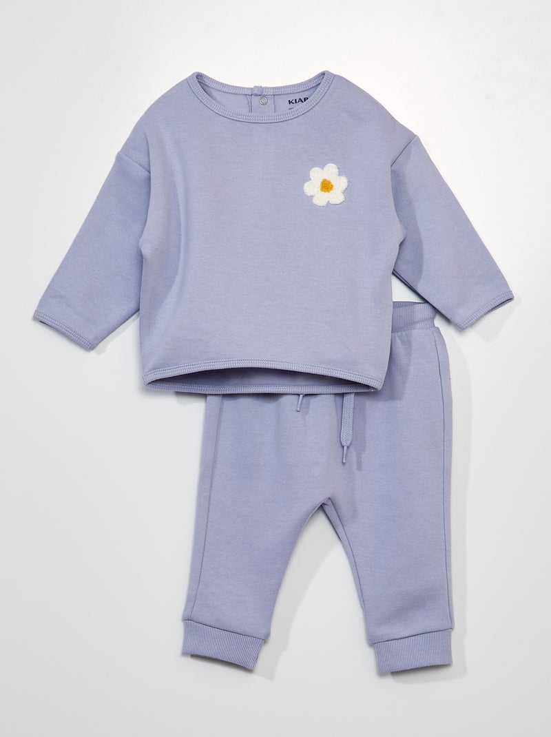 Conjunto sweatshirt + calças de fato de treino com desenho VIOLETA - Kiabi