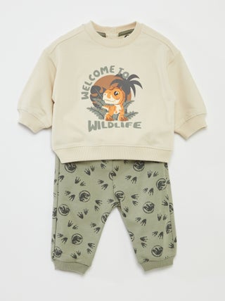 Conjunto sweatshirt + calças de fato de treino 'Mundo Jurássico' - 2 peças