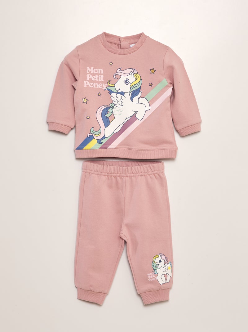 Conjunto sweatshirt + calças de fato de treino 'O Meu Pequeno Pónei'- 2 peças ROSA - Kiabi