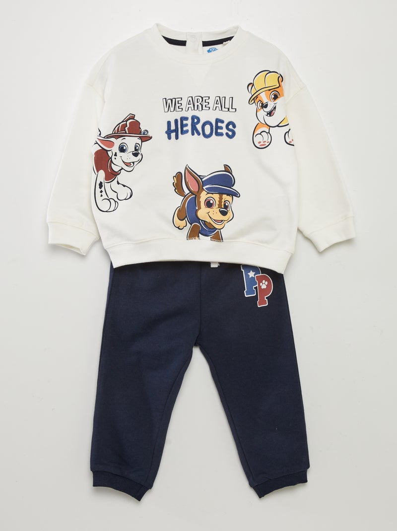 Conjunto sweatshirt + calças de fato de treino 'Patrulha Pata'  -  2 peças BRANCO - Kiabi