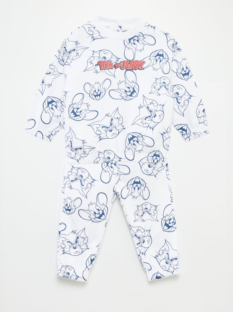 Conjunto sweatshirt + calças de fato de treino 'Tom & Jerry' BRANCO - Kiabi