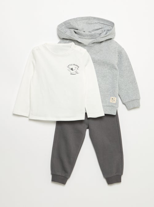 Conjunto sweatshirt + calças de jogging + t-shirt - 3 peças - Kiabi