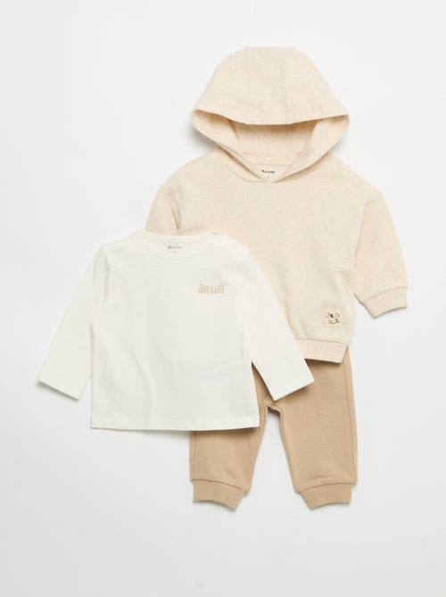 Conjunto sweatshirt + calças de jogging + t-shirt - 3 peças - Kiabi