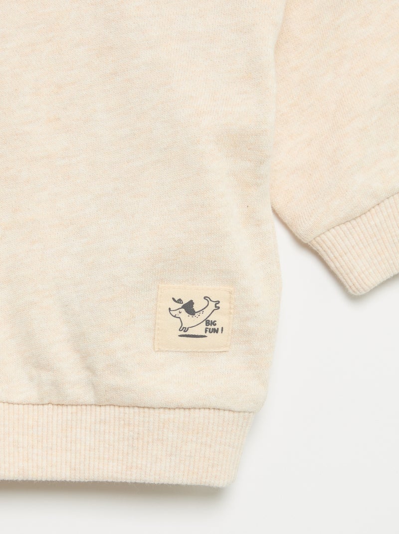 Conjunto sweatshirt + calças de jogging + t-shirt - 3 peças Bege - Kiabi