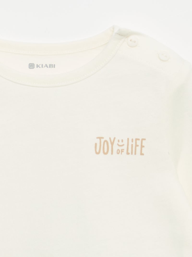 Conjunto sweatshirt + calças de jogging + t-shirt - 3 peças Bege - Kiabi