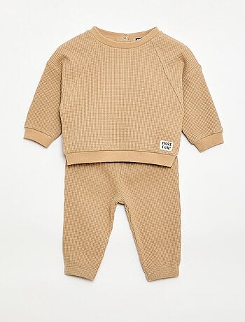 Conjunto sweatshirt + calças em favos de mel - 2 peças