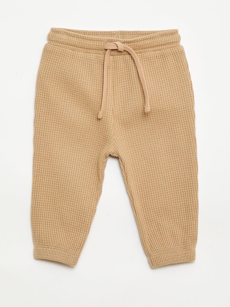 Conjunto sweatshirt + calças em favos de mel - 2 peças Bege - Kiabi