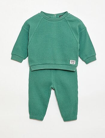 Conjunto sweatshirt + calças em favos de mel - 2 peças