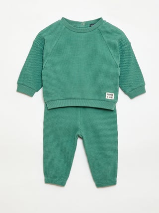 Conjunto sweatshirt + calças em favos de mel - 2 peças