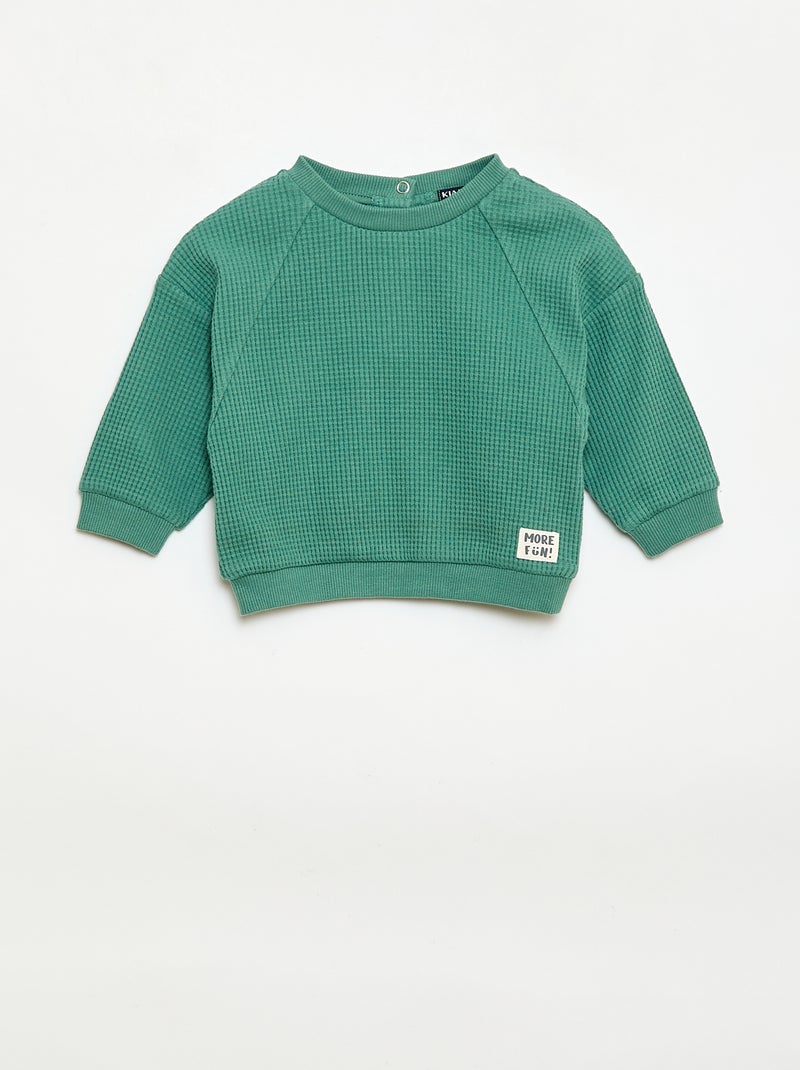Conjunto sweatshirt + calças em favos de mel - 2 peças Verde - Kiabi