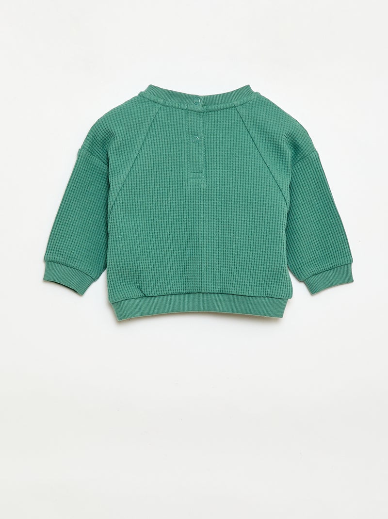 Conjunto sweatshirt + calças em favos de mel - 2 peças Verde - Kiabi