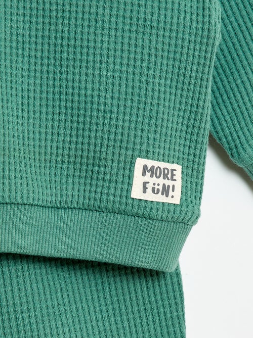 Conjunto sweatshirt + calças em favos de mel - 2 peças - Kiabi