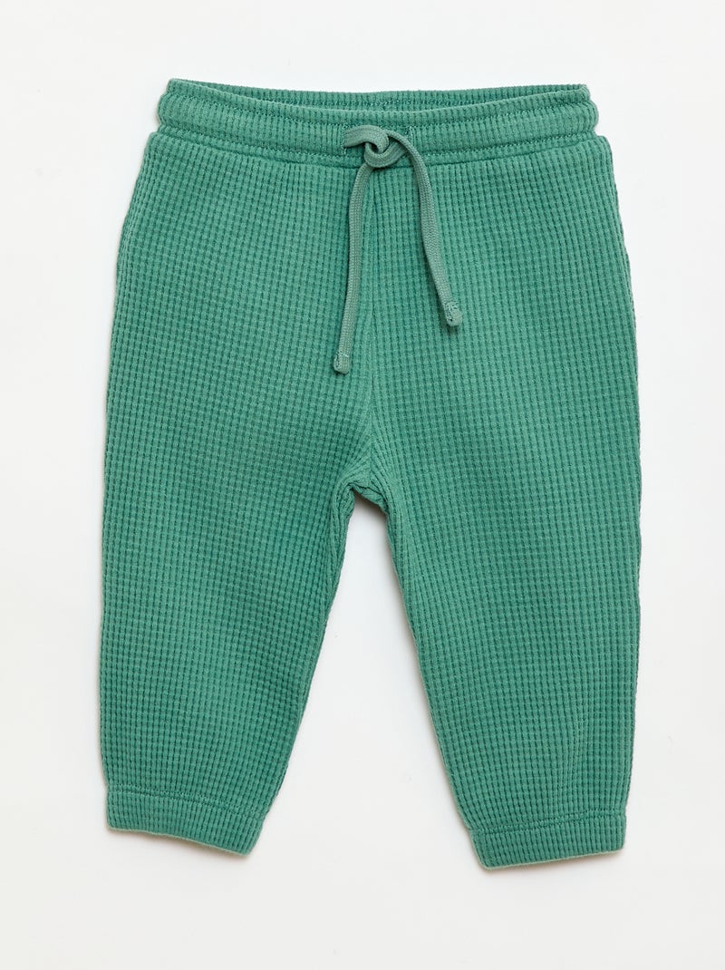 Conjunto sweatshirt + calças em favos de mel - 2 peças Verde - Kiabi