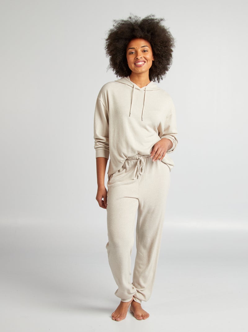 Conjunto sweatshirt + calças em malha peluche BEGE - Kiabi