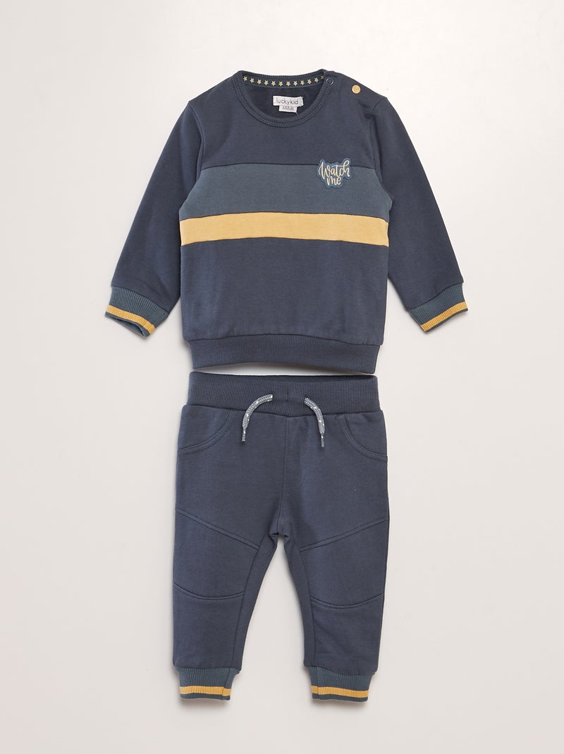 Conjunto sweatshirt + calças em moletão - 2 peças - 'Van Gennip' AZUL - Kiabi