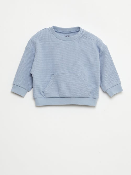 Conjunto sweatshirt + calças em ninho de abelha - 2 peças - Kiabi