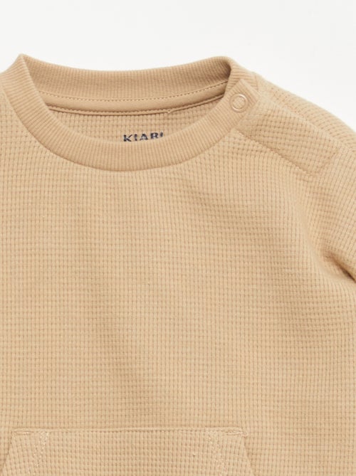 Conjunto sweatshirt + calças em ninho de abelha - 2 peças - Kiabi