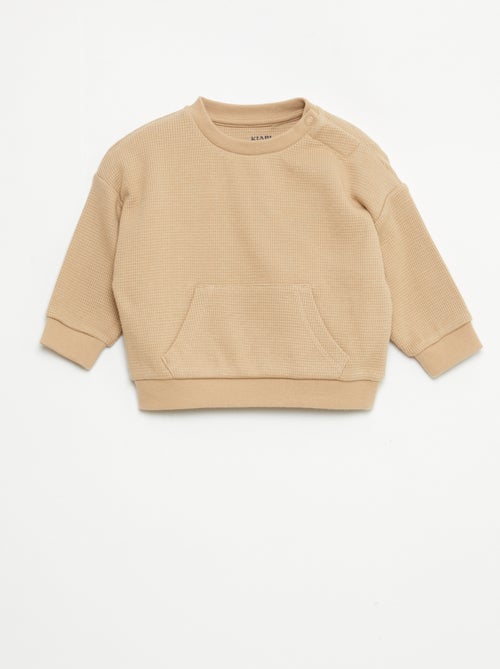 Conjunto sweatshirt + calças em ninho de abelha - 2 peças - Kiabi