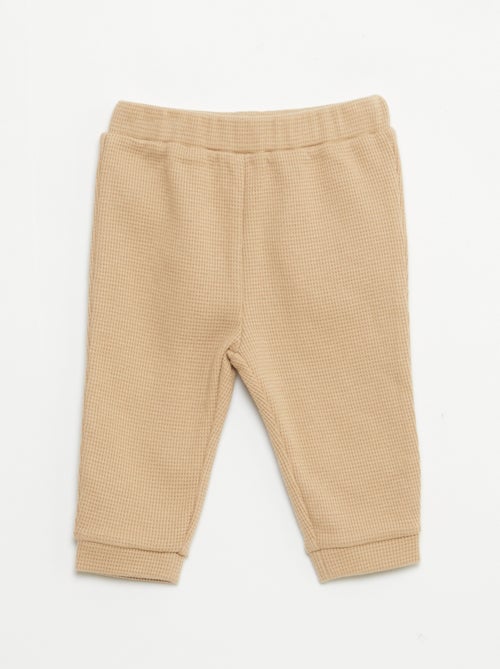 Conjunto sweatshirt + calças em ninho de abelha - 2 peças - Kiabi