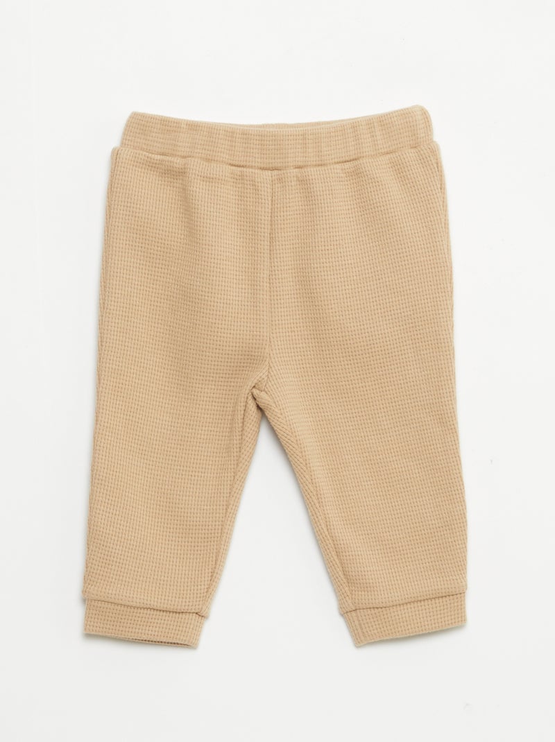 Conjunto sweatshirt + calças em ninho de abelha - 2 peças Bege - Kiabi