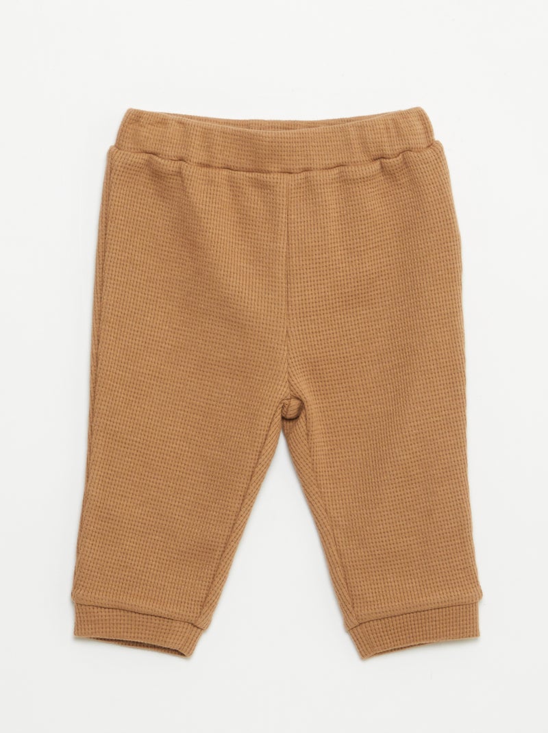 Conjunto sweatshirt + calças em ninho de abelha - 2 peças Bege - Kiabi