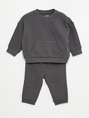 Conjunto sweatshirt + calças em ninho de abelha - 2 peças
