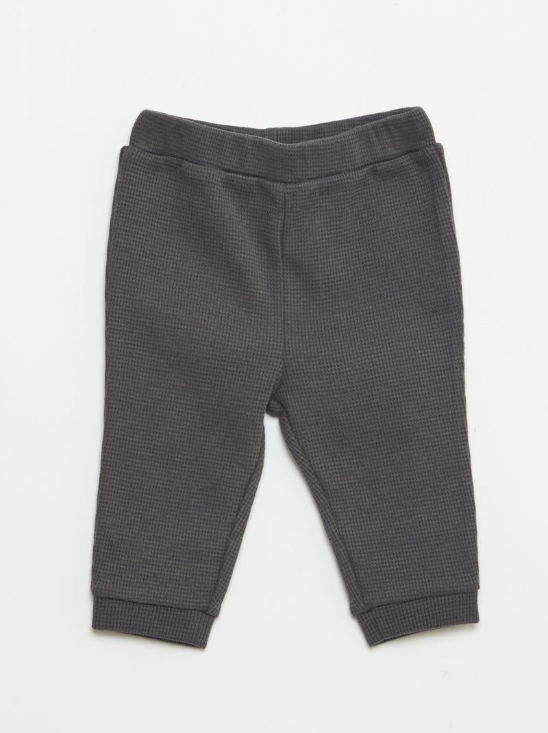 Conjunto sweatshirt + calças em ninho de abelha - 2 peças Cinza - Kiabi