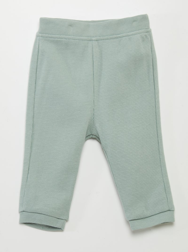 Conjunto sweatshirt + calças em ninho de abelha - 2 peças VERDE - Kiabi