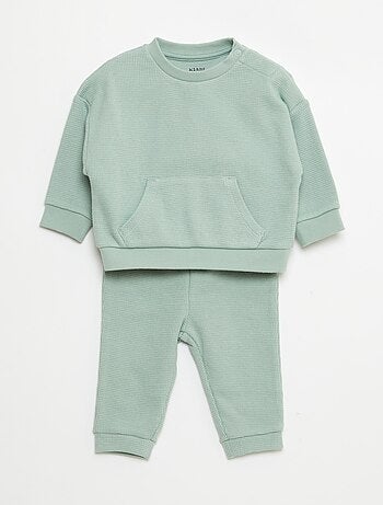 Conjunto sweatshirt + calças em ninho de abelha - 2 peças