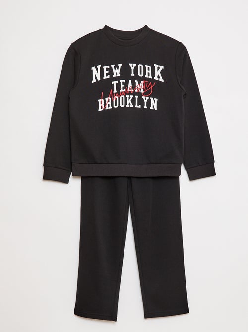 Conjunto sweatshirt + calças estilo campus - 2 peças - Kiabi