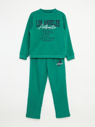 Conjunto sweatshirt + calças estilo campus - 2 peças