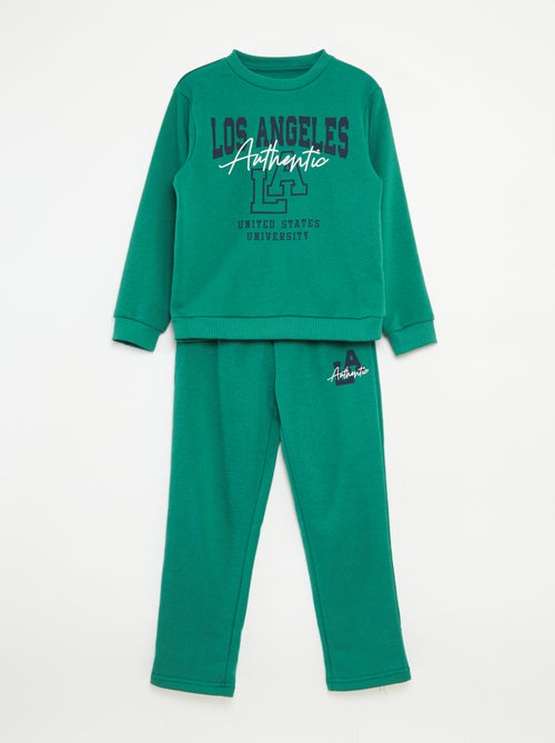 Conjunto sweatshirt + calças estilo campus - 2 peças - Kiabi