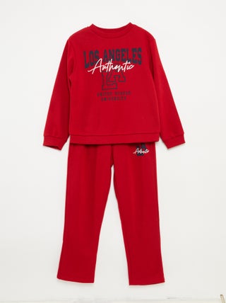 Conjunto sweatshirt + calças estilo campus - 2 peças
