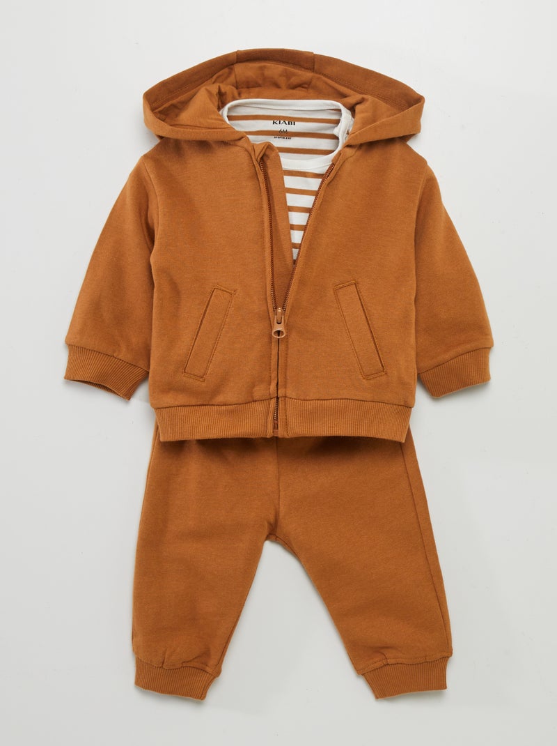 Conjunto sweatshirt + calças + t-shirt - 3 peças Laranja - Kiabi