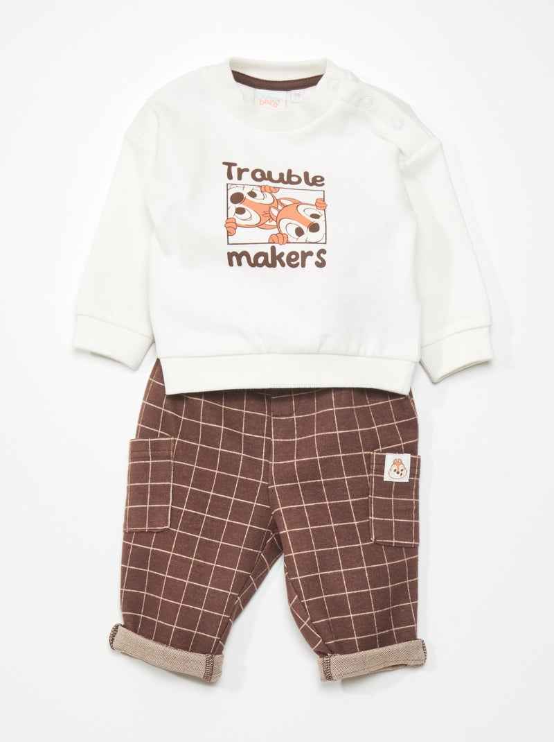Conjunto sweatshirt + calças 'Tico e Teco' - 2 peças BRANCO - Kiabi