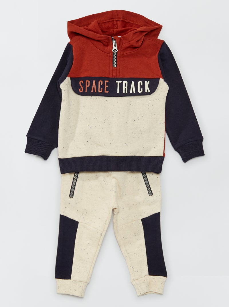 Conjunto sweatshirt com capuz + calças - 2 peças BEGE - Kiabi