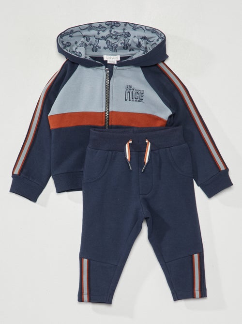 Conjunto sweatshirt com capuz + calças de fato de treino - 2 peças - Kiabi